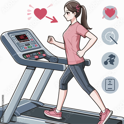 treadmill exercise person vector illustration white background