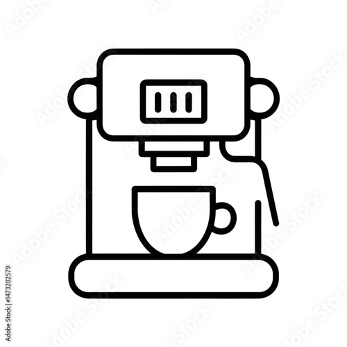 Coffee Machine Icon – Espresso Maker Outline for Cafe, Kitchen, Barista Use