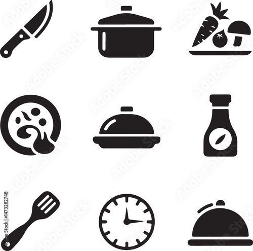 Modern Kitchen Tools Silhouette Set

Chef’s Essentials Vector Design

Cooking Utensils and Appliances Silhouette

Cutting Board and Knife Vector Art

Minimalist Kitchenware Silhouette Collection
