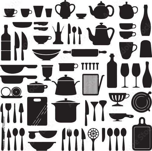 Modern Kitchen Tools Silhouette Set

Chef’s Essentials Vector Design

Cooking Utensils and Appliances Silhouette

Cutting Board and Knife Vector Art

Minimalist Kitchenware Silhouette Collection