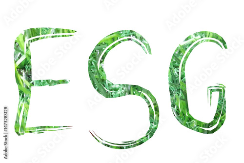 green grass font letter esg concept on transparent background