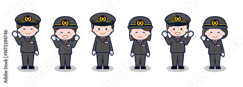 いろいろな人物セット_笑顔_運転士