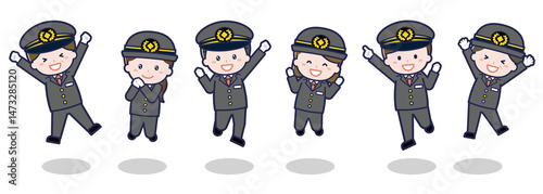 いろいろな人物セット_はしゃぐ_運転士