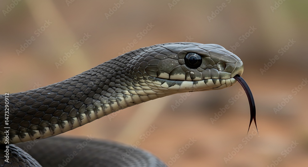 Obraz premium Black Mamba Close Up Serene Gaze Nature Photography