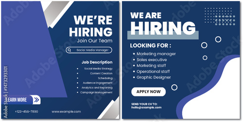 We are Hiring creative banner design for job postings and advertisements