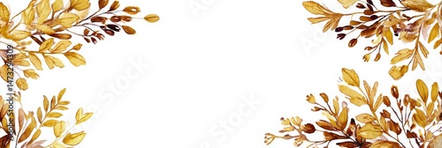 Golden Foliage Decorative Frame for Summer Designs and Artwork