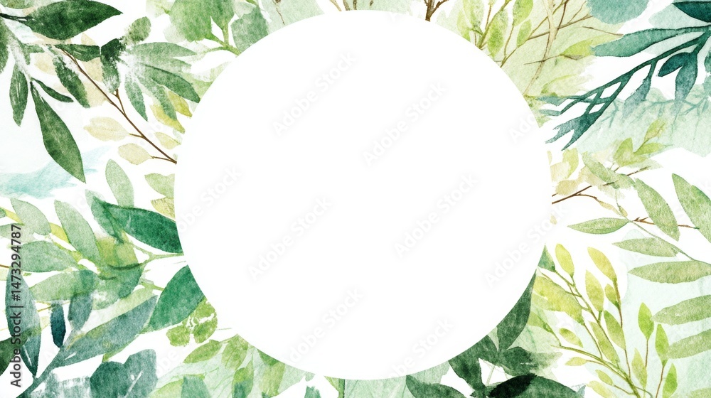 Fototapeta premium Watercolor Design Featuring Natural Elements Like Trees and Leaves