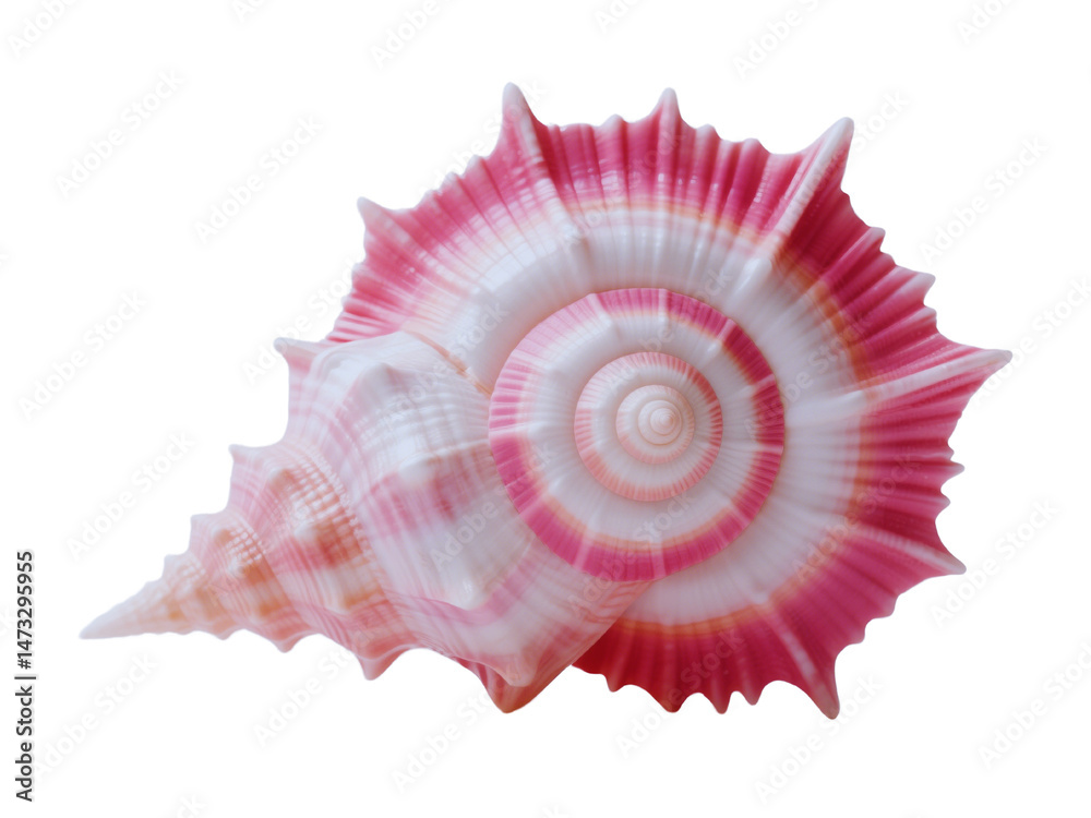 Fototapeta premium Pink and White Seashell Isolated on Black Background