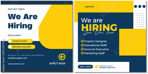 Open Positions: Join Our Team Hiring Campaign on Social Media Post