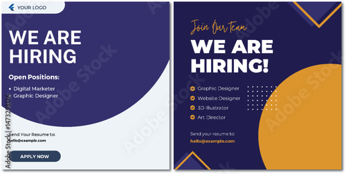 We Are Hiring Announcement with Graphic Designer and Marketing Positions