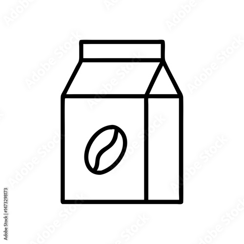 Almond milk carton icon, black and white, healthy dairy alternative, office snack concept