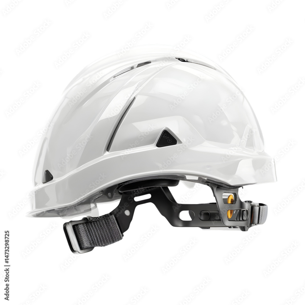 Fototapeta premium Modern white safety helmet construction worker head protection on transparent background