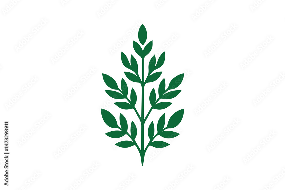 Naklejka premium simple and unobtrusive Leafy herb vector silhouette illustration isolated in white background