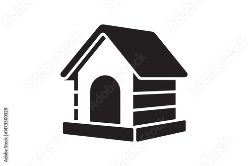 simple and unobtrusive dog house vector silhouette illustration isolated in white background