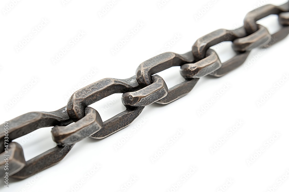 Fototapeta premium rusty chain isolated on metal chain, featuring several interconnected links white background