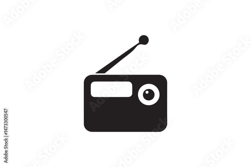 simple and unobtrusive Vintage radio vector silhouette illustration isolated in white background