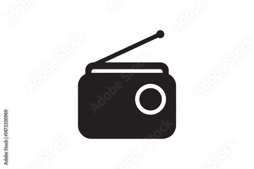 simple and unobtrusive Vintage radio vector silhouette illustration isolated in white background