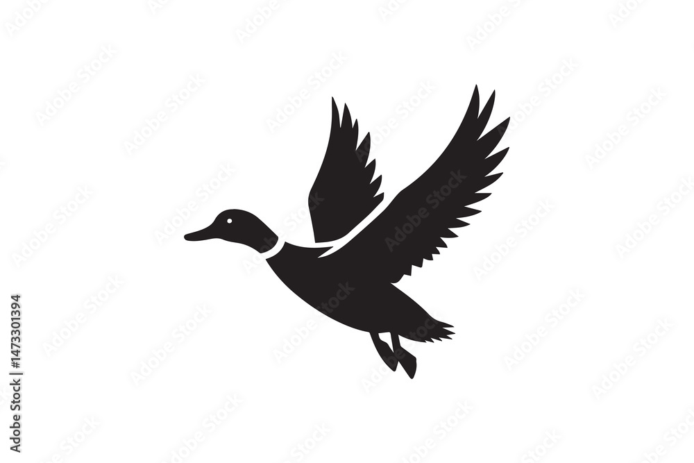 Obraz premium simple and unobtrusive flying Duck vector silhouette illustration isolated in white background