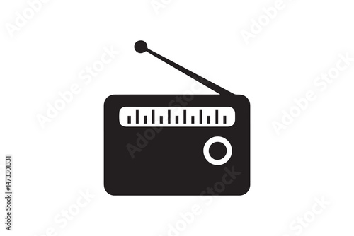 simple and unobtrusive Vintage radio vector silhouette illustration isolated in white background