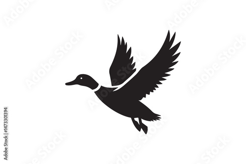 simple and unobtrusive flying Duck vector silhouette illustration isolated in white background