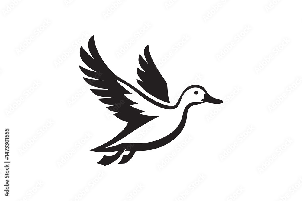 simple and unobtrusive flying Duck vector silhouette illustration isolated in white background simple and unobtrusive flying Duck vector silhouette illustration isolated in white background