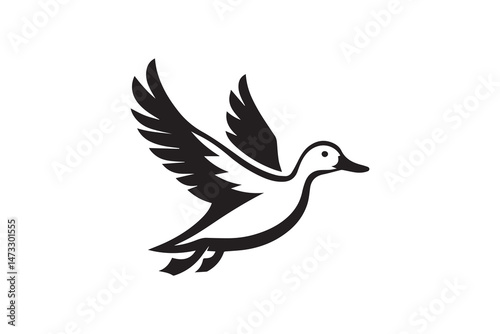 simple and unobtrusive flying Duck vector silhouette illustration isolated in white background