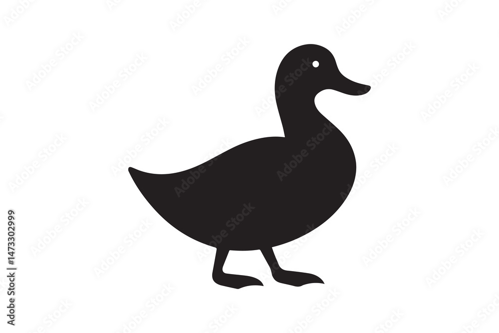 simple and unobtrusive Duck vector silhouette illustration isolated in white background