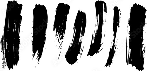 Vertical Grunge Brush Strokes, Abstract Ink Texture Pack for Creative Projects