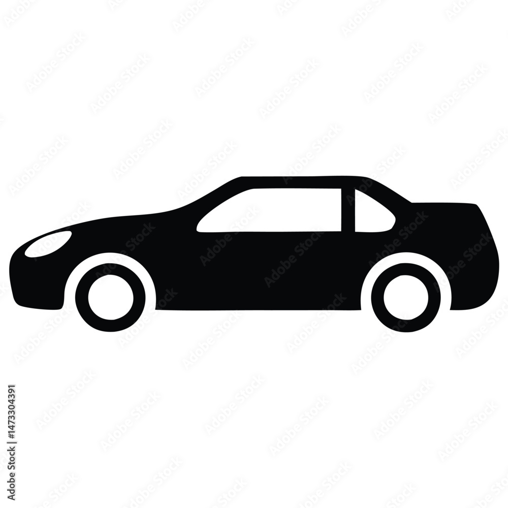 Fototapeta premium Car side view silhouette icons. Vehicle profile illustration