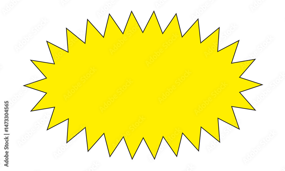 starburst yellow speech bubbles or baloon for comic design illustration. Comic burst, bursting star sticker, vector boom or explotion. communication concept 