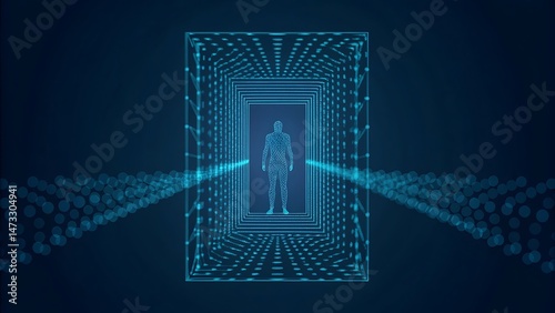 a framed employee photo blurring into unreadable pixelated shapes