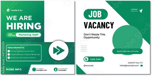 We are hiring marketing staff, open position and job vacancy template