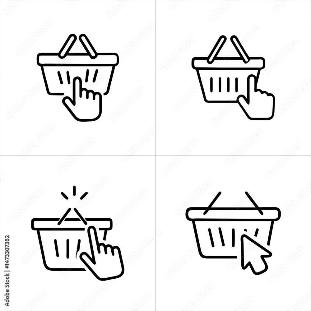 Shopping Basket Click icon set Shopping Basket Click icon set