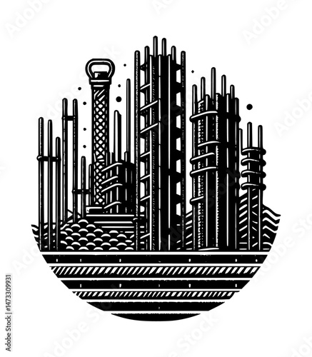 Rebar Construction Icon Logo Black Vector Building Design