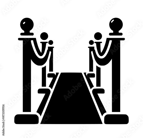 Red Carpet Rope Barrier Icon Logo Black Vector Event