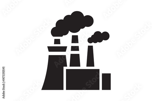 simple and unobtrusive Nuclear power plant vector silhouette illustration isolated in white background