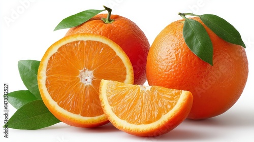 Two halves of freshly cut oranges, a burst of vibrant citrus goodness juicy