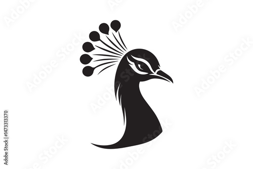 simple and unobtrusive Peacock head vector silhouette illustration isolated in white background
