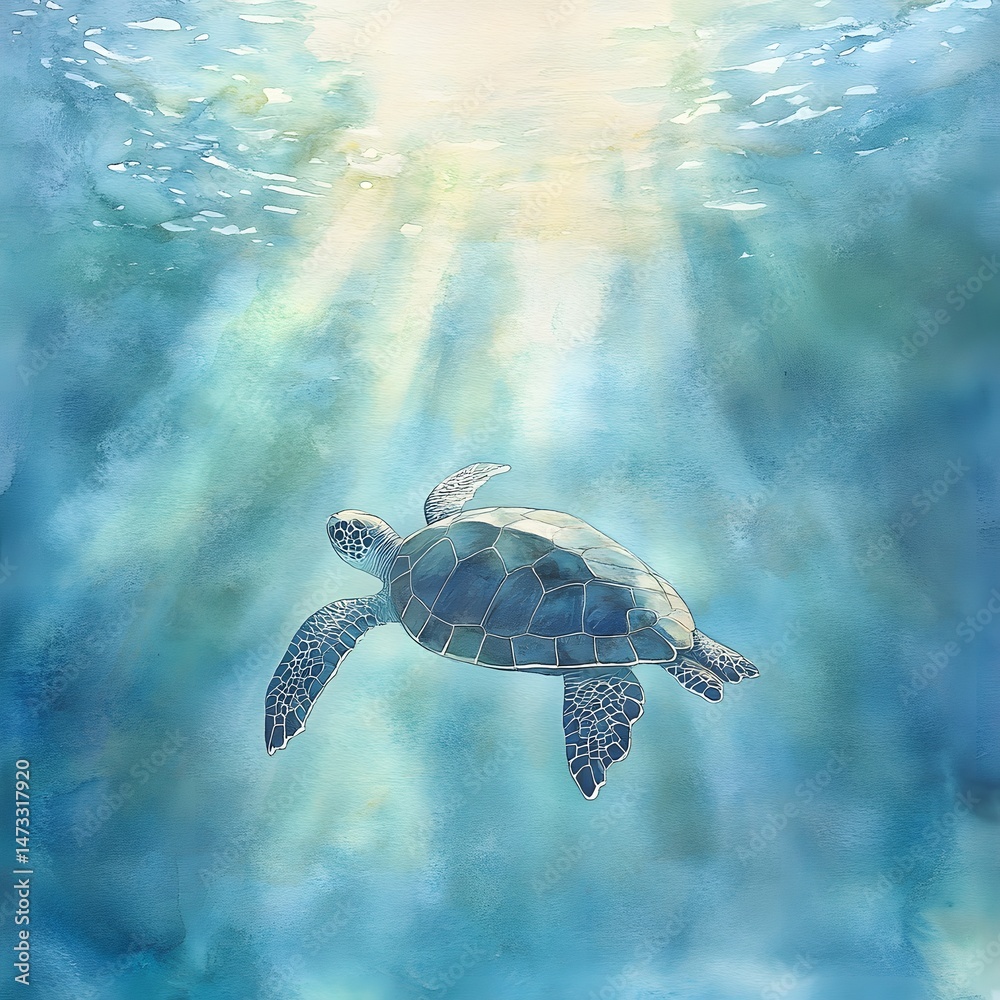 Obraz premium Underwater Turtle Sunlight