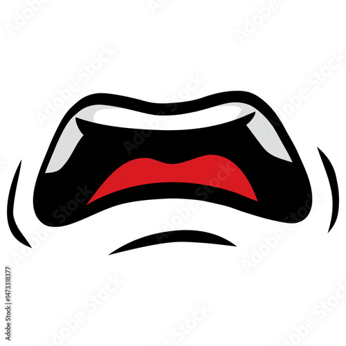 Mouth Fear Face Expression Cartoon Drawing Vector Illustration