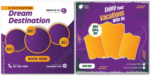 Promotional Design Templates for Travel Agency Dream Vacations Offers