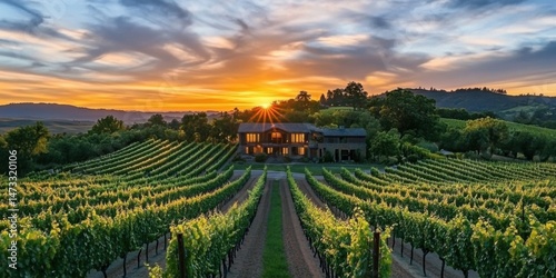 Wallpaper Mural vineyard at sunset Torontodigital.ca