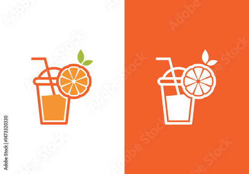  orange juice logo design, fresh orange juice vector logo, fresh orange and fruit processed drink design in vector design with juice glass