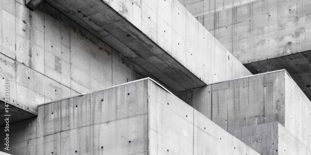 A concrete building with geometric shapes and a modern design, featuring a mix of concrete and glass. A concrete building with geometric shapes and a modern design, featuring a mix of concrete and glass.