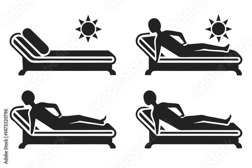 set of Tanning Bed icon silhouette vector illustration