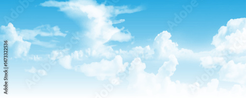 Summer blue sky image.  Fantastic soft white clouds against blue sky