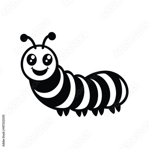 caterpillar insect line art silhouette vector illustration 