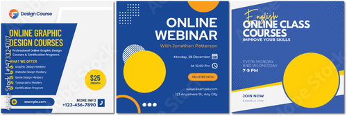 Promotional Banner Set for Online Graphic Design and English Courses