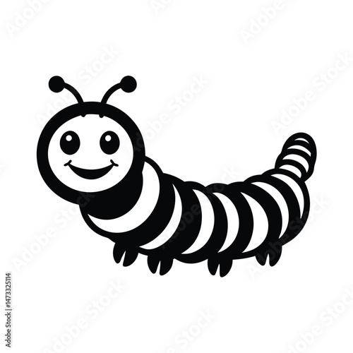 caterpillar insect line art silhouette vector illustration 