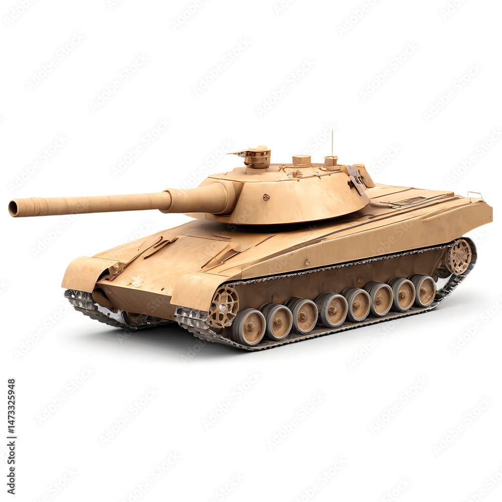 Fototapeta premium Modern Military Armored Tank in Desert: Powerful Combat Vehicle for Warfare and Tactical Support